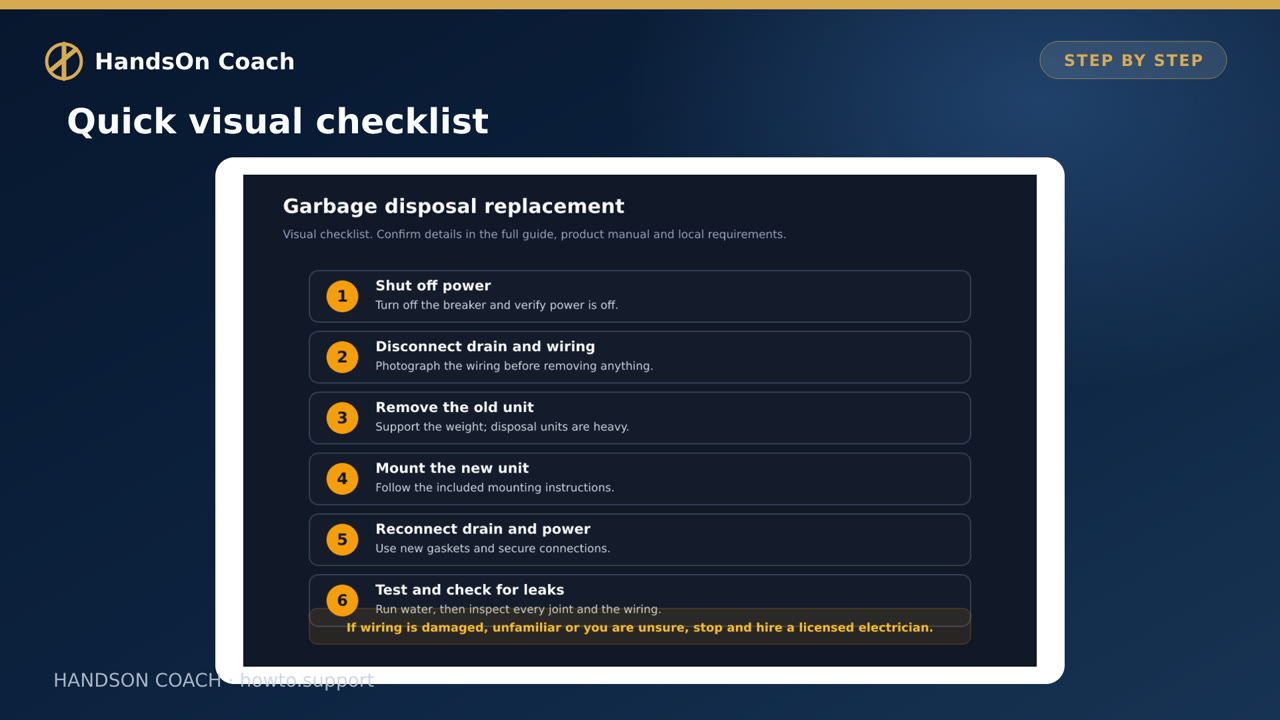 How to Replace a Garbage Disposal visual checklist